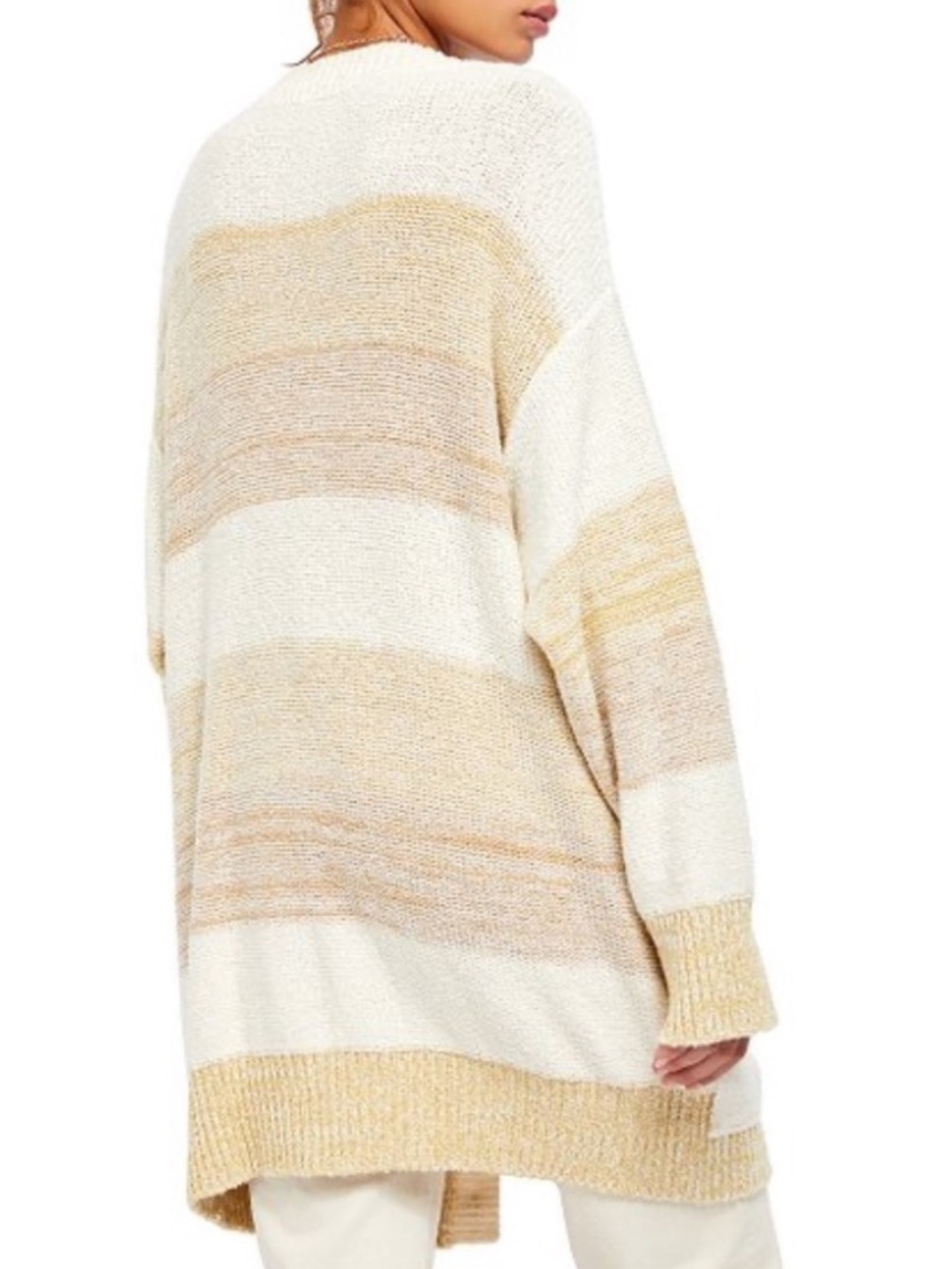 Free People Southport Beach Cardigan Chunky Knit Button Front Grains Combo Small - Picture 2 of 13